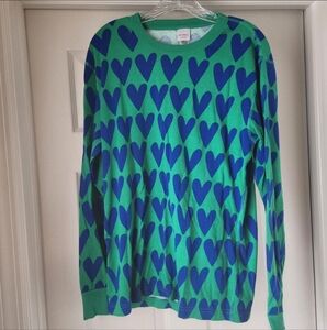 Hanna Andersson Green and Blue Heart Shirt. Large